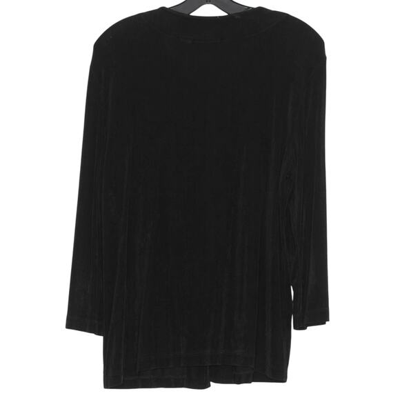 Chicos Travelers Cardigan Slinky 3/4 Sleeve Minimalist Goth Black 2 Large 12 - Picture 2 of 7